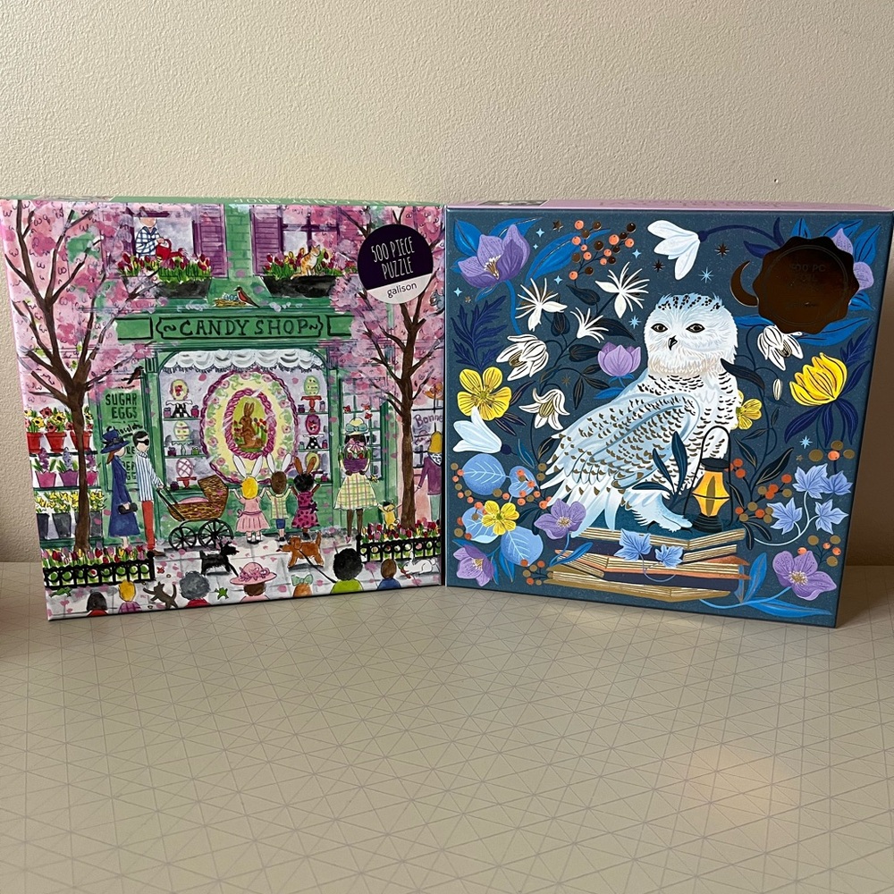 Bundle of 2 Puzzles - Easter Candy Shop and Celestial Owl (500 Pieces)